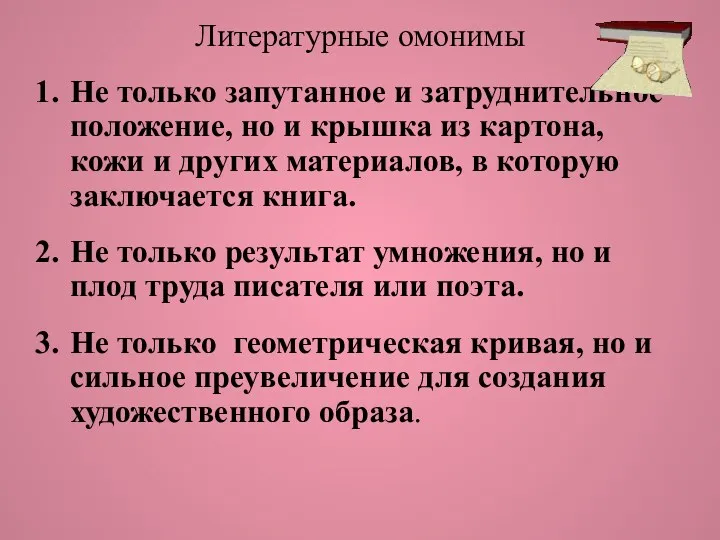 Литературные омонимы Не только запутанное и затруднительное положение, но и