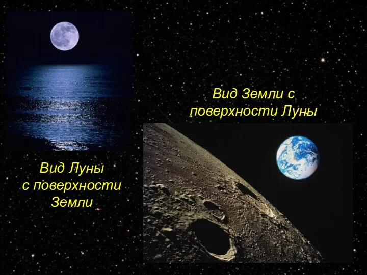 Вид Земли с поверхности Луны Вид Луны с поверхности Земли