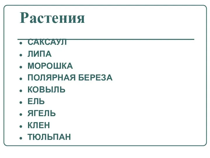 САКСАУЛ ЛИПА МОРОШКА ПОЛЯРНАЯ БЕРЕЗА КОВЫЛЬ ЕЛЬ ЯГЕЛЬ КЛЕН ТЮЛЬПАН Растения