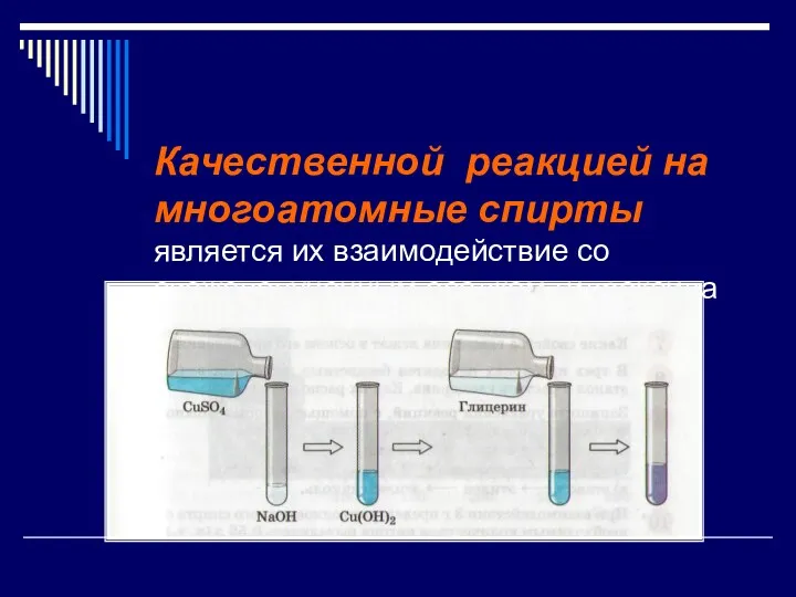 Качественной реакцией на многоатомные спирты является их взаимодействие со свежеполученным