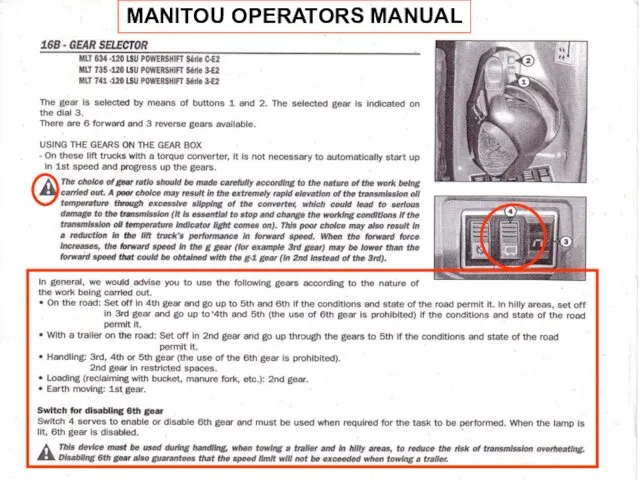 MANITOU OPERATORS MANUAL