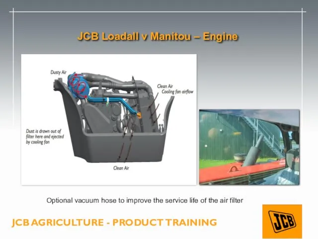 JCB Loadall v Manitou – Engine Optional vacuum hose to