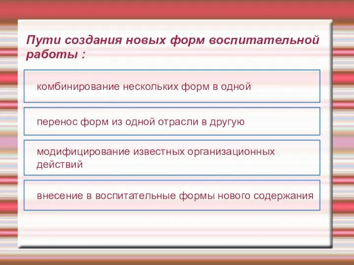 Пути создания новых форм воспитательной работы : перенос форм из