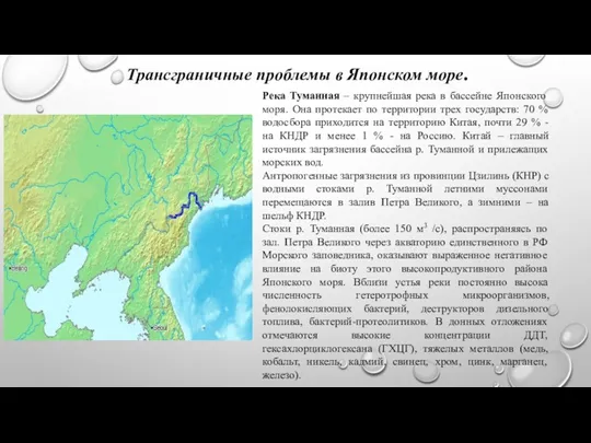 Трансграничные проблемы в Японском море. Река Туманная – крупнейшая река