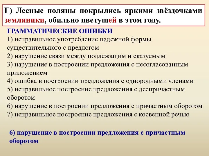 Г) Лесные поляны покрылись яркими звёздочками земляники, обильно цветущими в