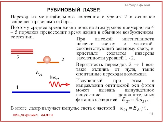 Общая физика. ЛАЗЕРЫ