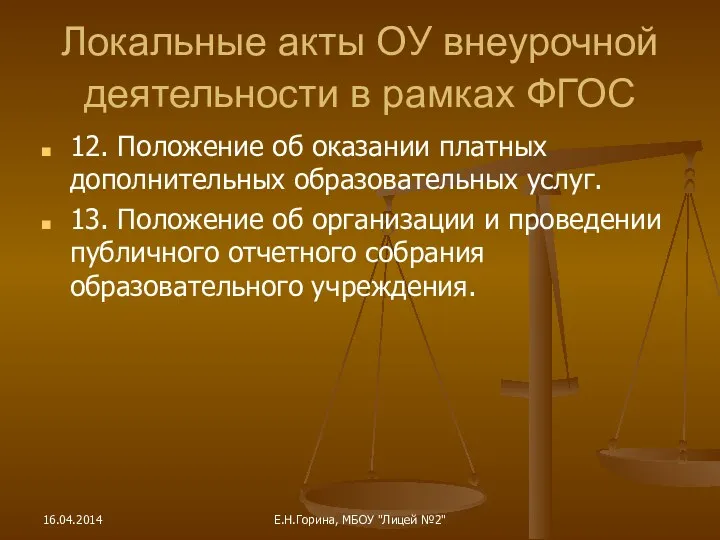 12. Положение об оказании платных дополнительных образовательных услуг. 13. Положение