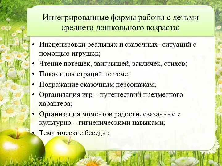 Интегрированные формы работы с детьми среднего дошкольного возраста: Инсценировки реальных