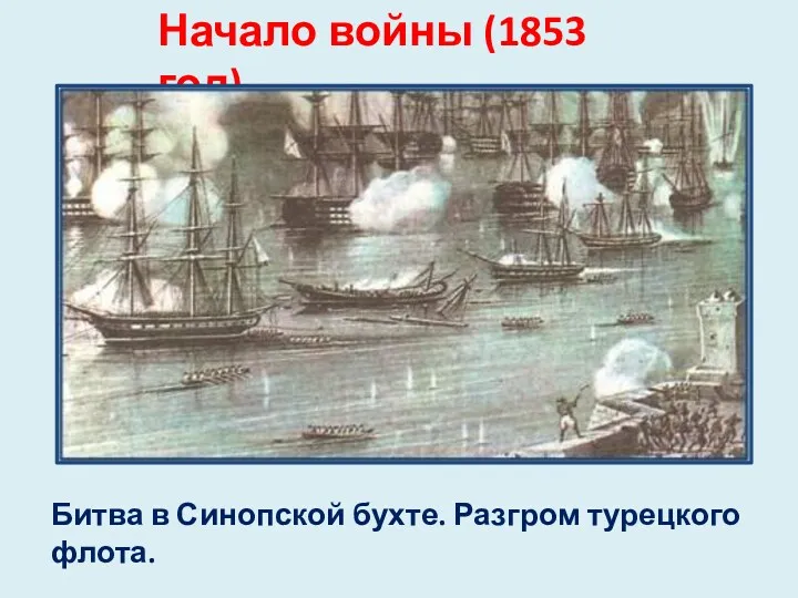 Начало войны (1853 год) Битва в Синопской бухте. Разгром турецкого флота.