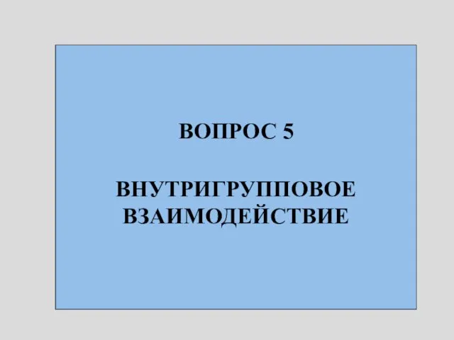 ВОПРОС 5 ВНУТРИГРУППОВОЕ ВЗАИМОДЕЙСТВИЕ