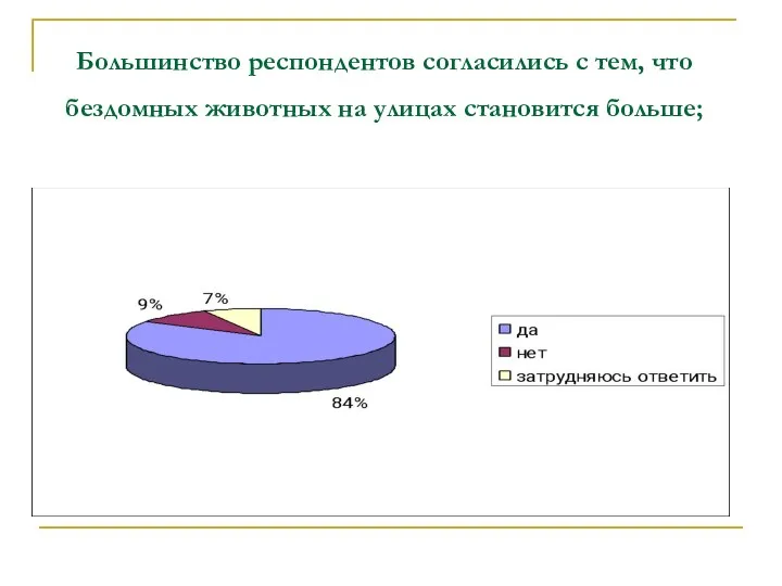 Большинство респондентов согласились с тем, что бездомных животных на улицах становится больше;