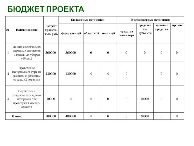 БЮДЖЕТ ПРОЕКТА