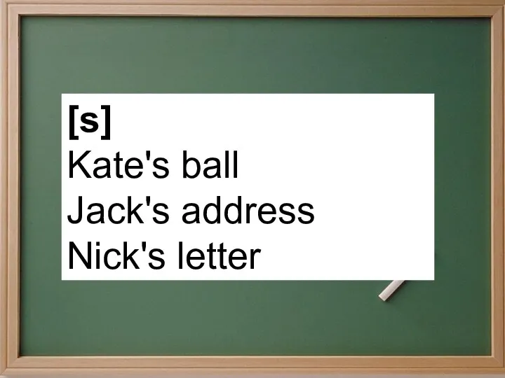 [s] Kate's ball Jack's address Nick's letter