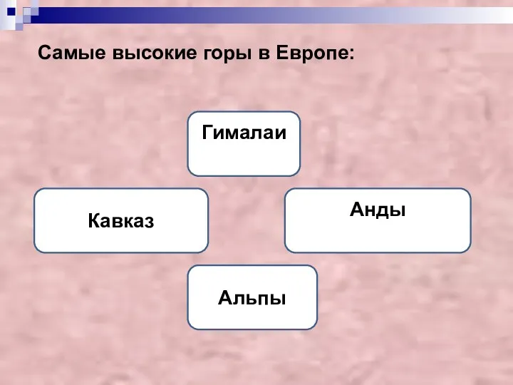 Самые высокие горы в Европе: Альпы Гималаи Кавказ Анды