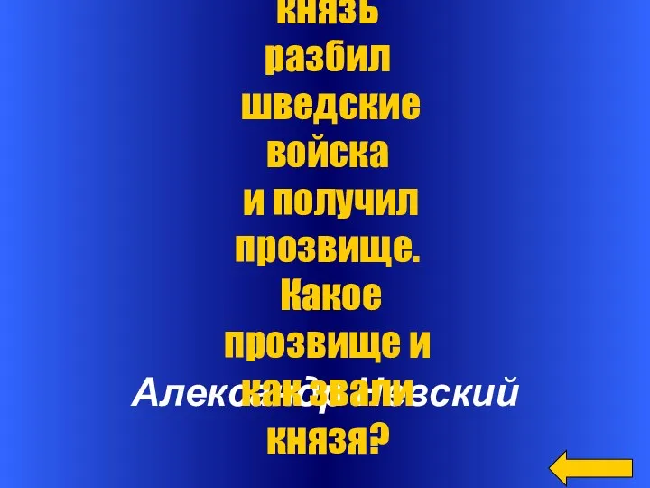 Александр Невский В 1240 г. 19-летний князь разбил шведские войска и получил прозвище.