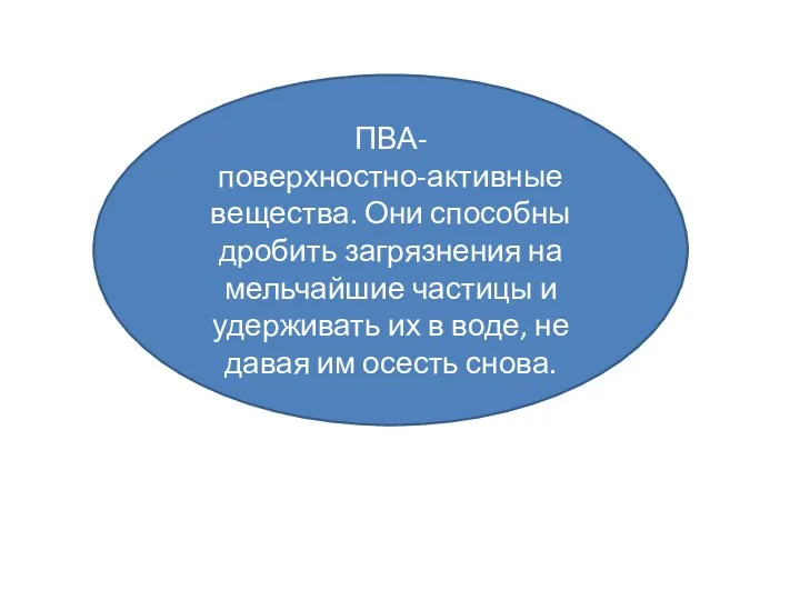 ПВА- поверхностно-активные вещества. Они способны дробить загрязнения на мельчайшие частицы