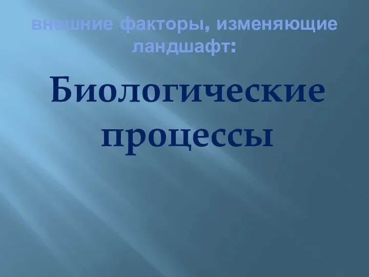 внешние факторы, изменяющие ландшафт: Биологические процессы