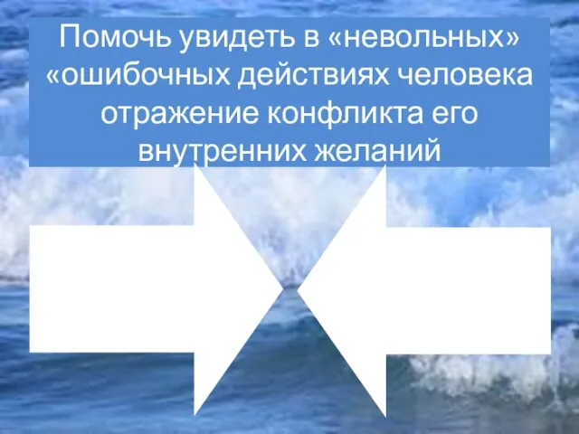 Помочь увидеть в «невольных» «ошибочных действиях человека отражение конфликта его внутренних желаний