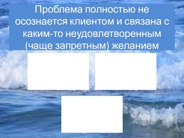 Проблема полностью не осознается клиентом и связана с каким-то неудовлетворенным (чаще запретным) желанием