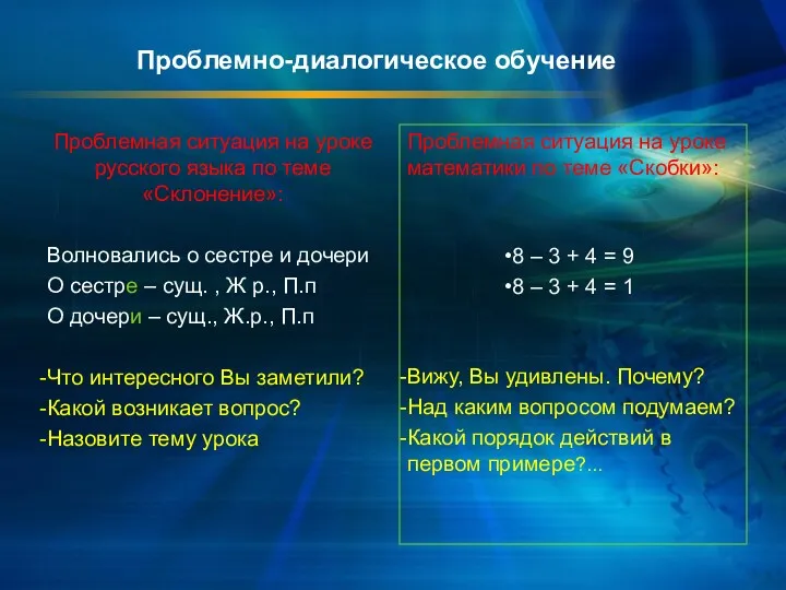 Проблемно-диалогическое обучение Проблемная ситуация на уроке русского языка по теме