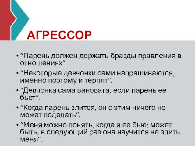 АГРЕССОР “Парень должен держать бразды правления в отношениях”. “Некоторые девчонки