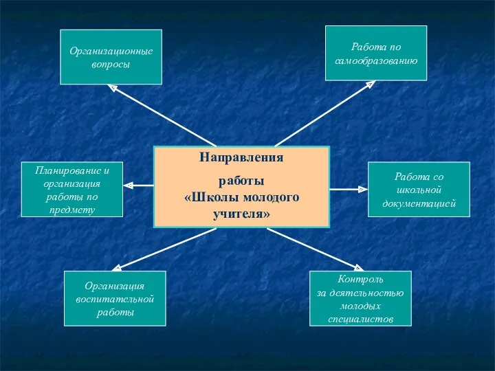 Направления работы «Школы молодого учителя» Организационные вопросы Планирование и организация
