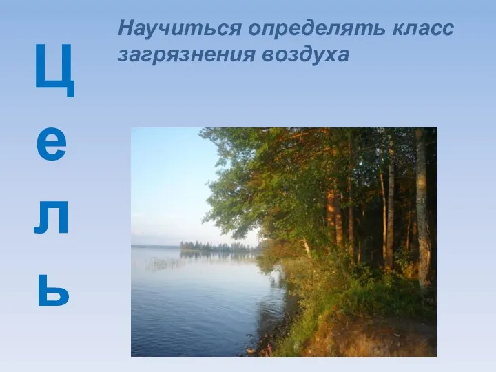 Цель Научиться определять класс загрязнения воздуха