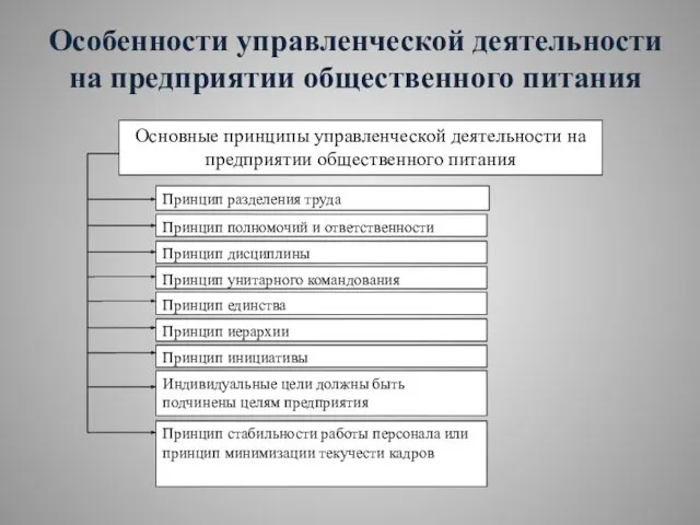 Особенности управленческой деятельности на предприятии общественного питания