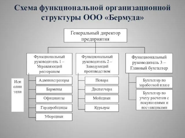 Схема функциональной организационной структуры ООО «Бермуда»