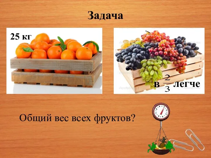 Задача Общий вес всех фруктов?