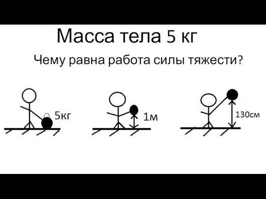 Масса тела 5 кг Чему равна работа силы тяжести?