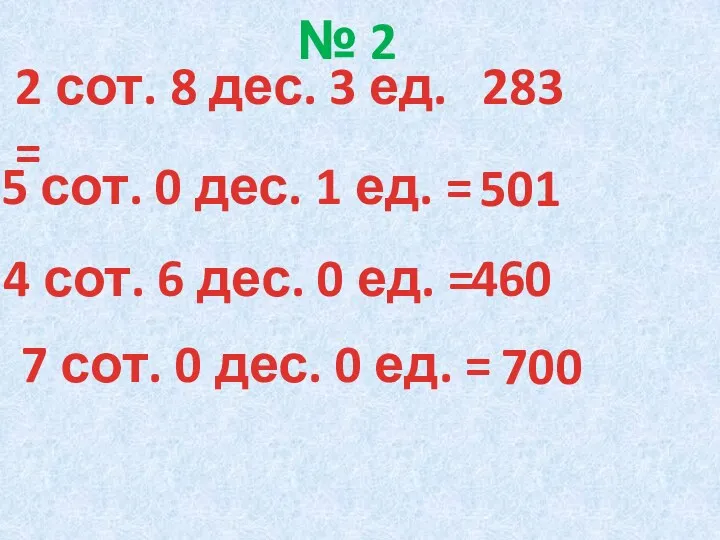 2 сот. 8 дес. 3 ед. = 283 5 сот.