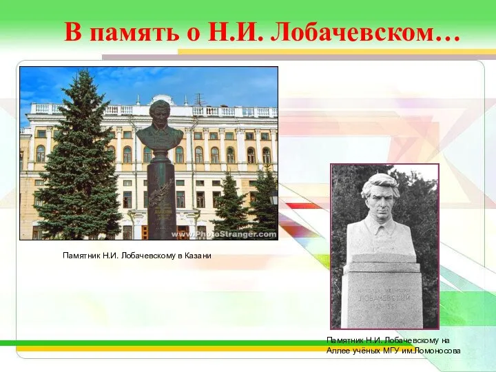 В память о Н.И. Лобачевском… Памятник Н.И. Лобачевскому в Казани