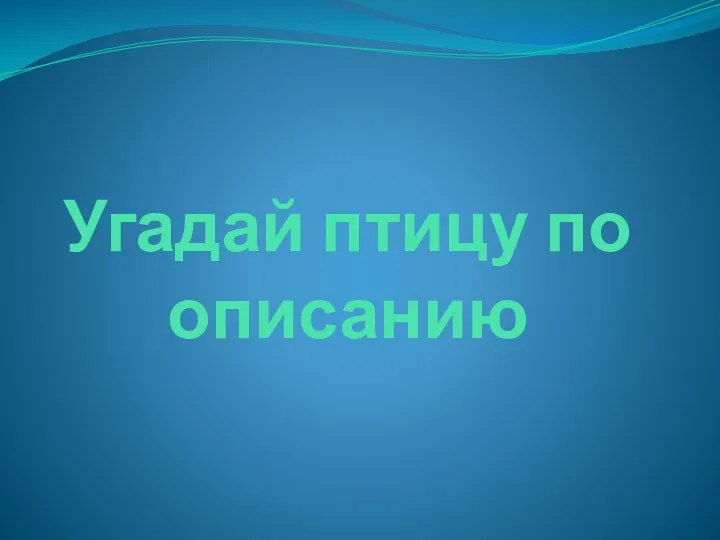 Угадай птицу по описанию