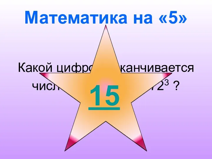 Математика на «5» Какой цифрой заканчивается число, равное 1998723 ?