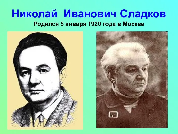 Николай Иванович Сладков Родился 5 января 1920 года в Москве