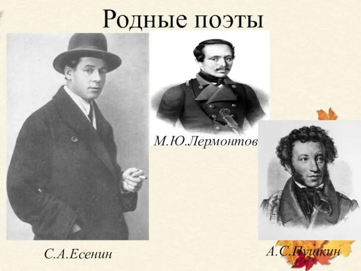 Родные поэты С.А.Есенин М.Ю.Лермонтов А.С.Пушкин