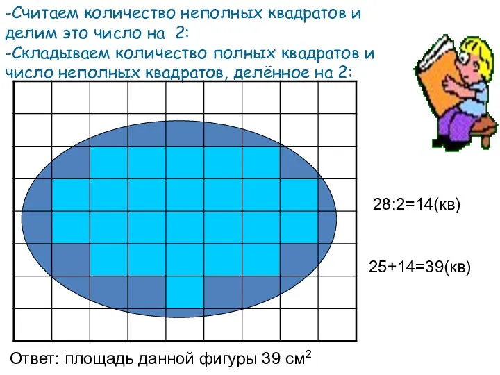 -Считаем количество неполных квадратов и делим это число на 2: