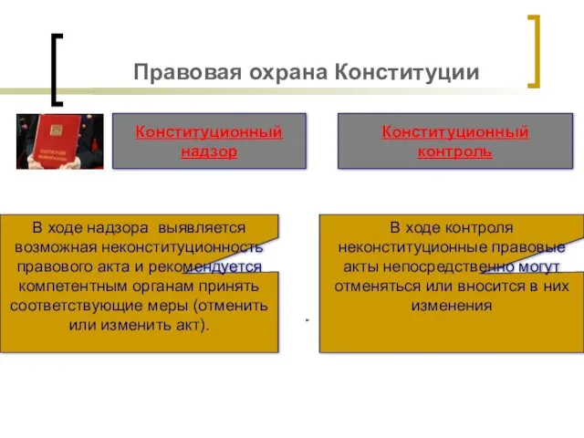 Правовая охрана Конституции Конституционный надзор Конституционный контроль В ходе надзора