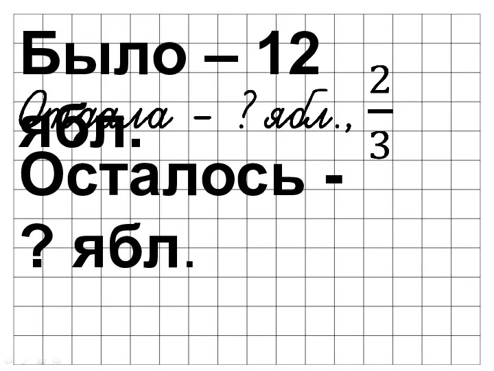 Было – 12 ябл. Осталось - ? ябл.