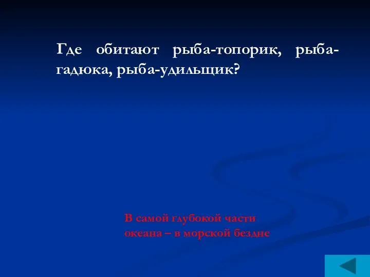 Где обитают рыба-топорик, рыба-гадюка, рыба-удильщик? В самой глубокой части океана – в морской бездне