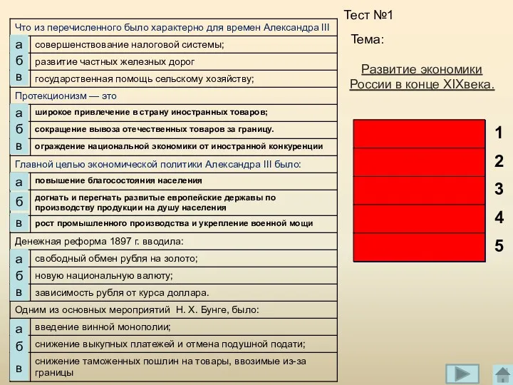 б а в а б в Тест №1 Тема: а