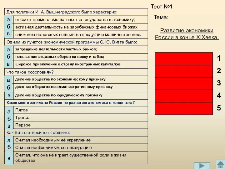 б а в а б в Тест №1 Тема: а