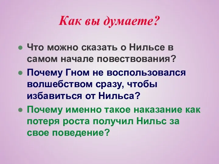 Как вы думаете? Что можно сказать о Нильсе в самом