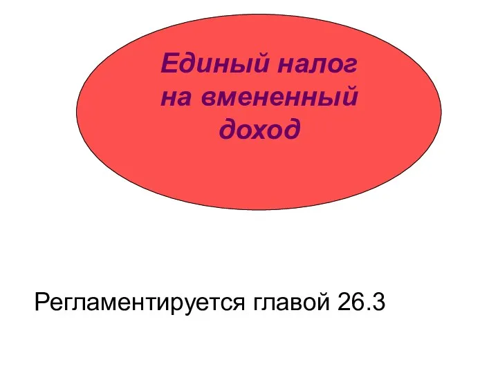 Единый налог на вмененный доход Регламентируется главой 26.3