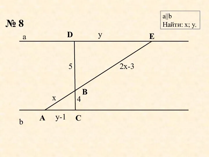 5 2x-3 y-1 y 4 x b a № 8 a||b Найти: x;