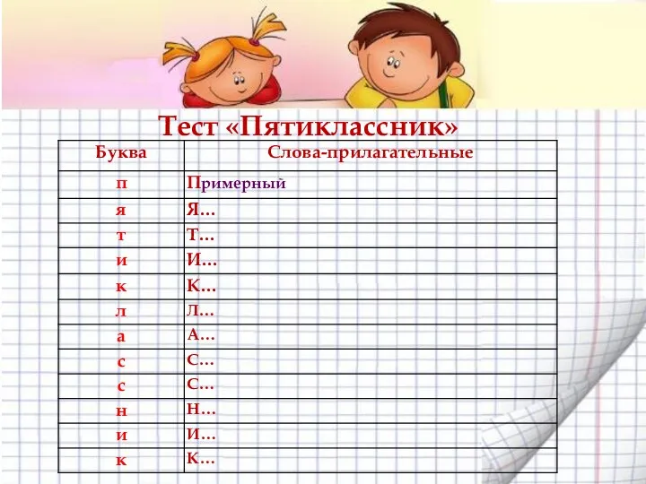 Тест «Пятиклассник»