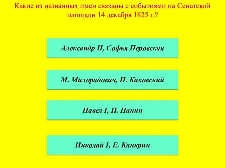 Какие из названных имен связаны с событиями на Сенатской площади