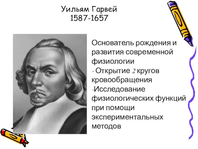 Уильям Гарвей 1587-1657 Основатель рождения и развития современной физиологии -