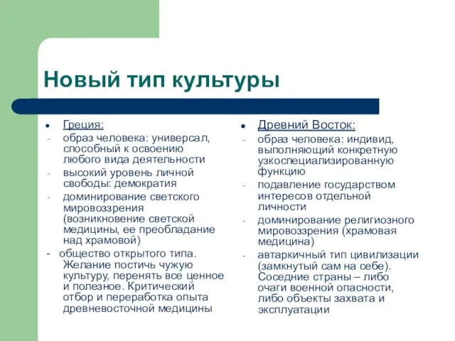 Новый тип культуры Греция: образ человека: универсал, способный к освоению